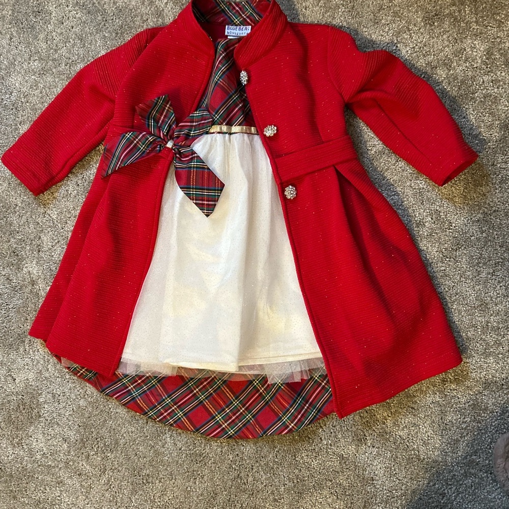 Red Plaid Dress Coat with Holiday Dress size 4